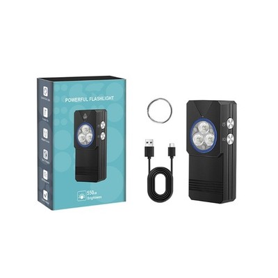 Compact Clip Flashlight Attachment Various Modes Aluminum Alloy Texture