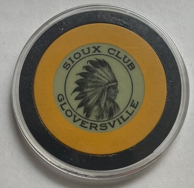 RARE SIOUX CLUB Illegal Casino Chip Crest & Seal GLOVERSVILLE NY 1920s WOW!
