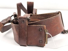 Koppelriemen mit Sturmriemen braunes Leder. H&ouml;he 45mm, Gesamtl&auml;nge 100cm