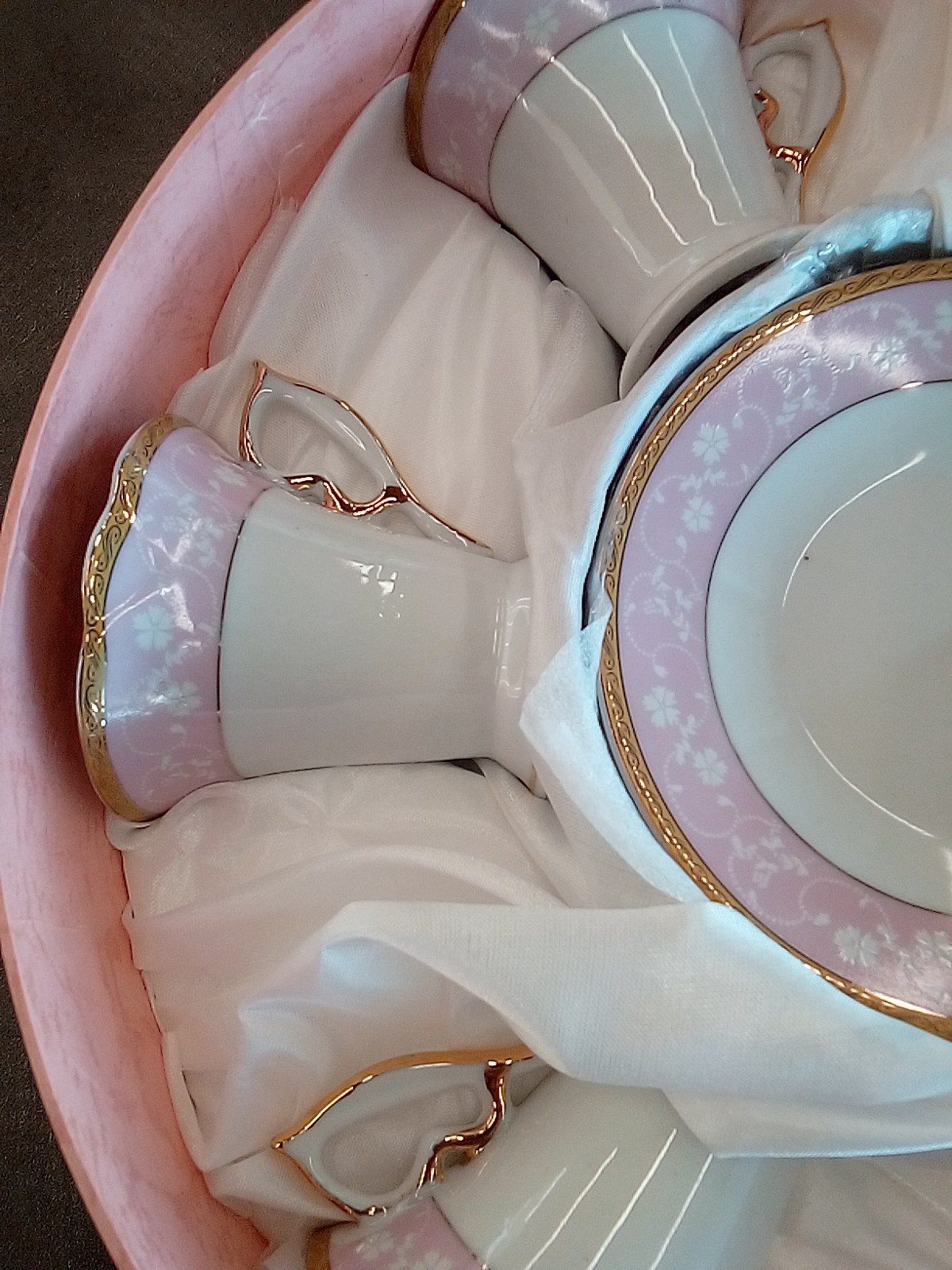 Vintage Japan Fine Porcelain Demitasse Cup Saucers Set of 6 White Gold Trim New