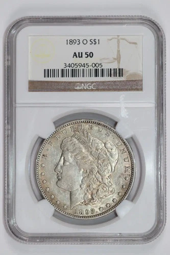 1893-O MORGAN DOLLAR NGC AU50
