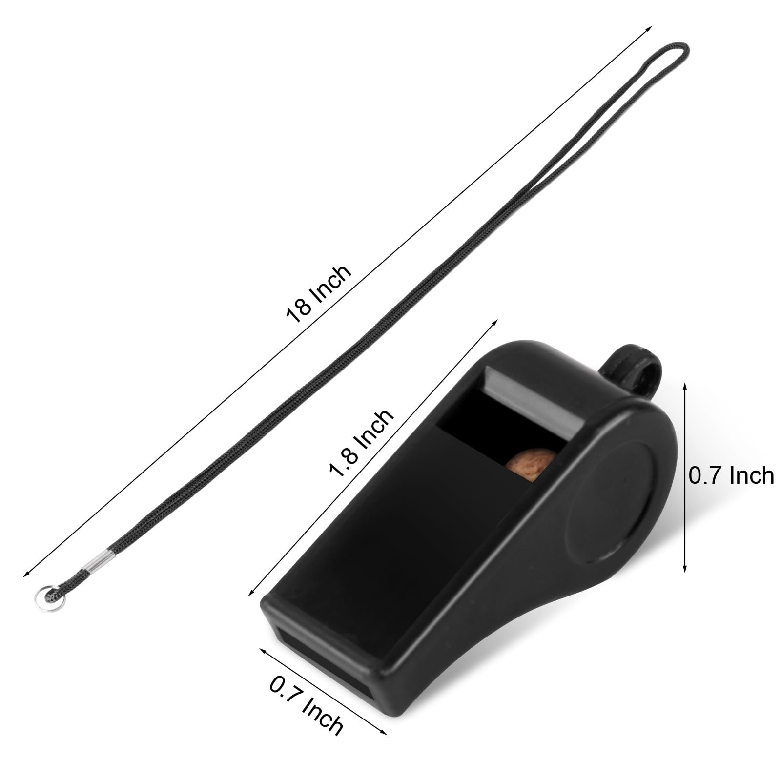 24 Pack 120dB Loud Referee Whistles with Lanyards â€“ Heavy-Duty Black Sports W