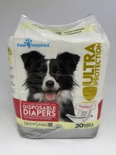 Paw Inspired Dog Diapers Female Disposable, Cat Diapers, Dogs Puppy in Heat  (L)