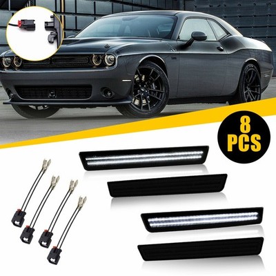 4X LED Side Marker Light w/ Harness For 2015 16-2022 Dodge Challenger Front Rear