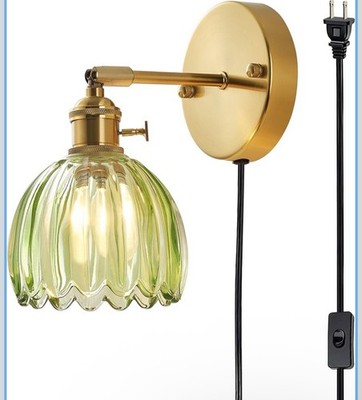 Tulip Green Crystal Wall Sconce   Plug In/Hardwired   Open Box 