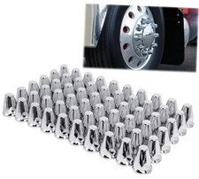 33mm Lug Nut Covers 60 Pack, 2-5/8" Chrome Push-On Caps for Semi 33 mm 67 mm