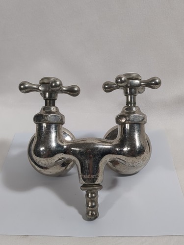 Standard Vintage Chrome Clawfoot Tub Wall Mount Faucet Porcelain Hot/Cold