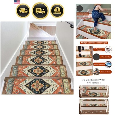 Non-Slip Carpet Stair Treads for Wooden Steps Set of 15, 30''X8'' Indoor Runn...