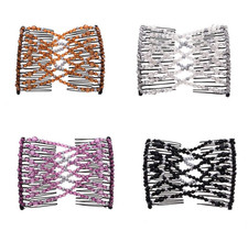 4Pcs Fashion Magic Beads Elasticity Double Hair Comb Clip Stretchy Hair Combs Cl