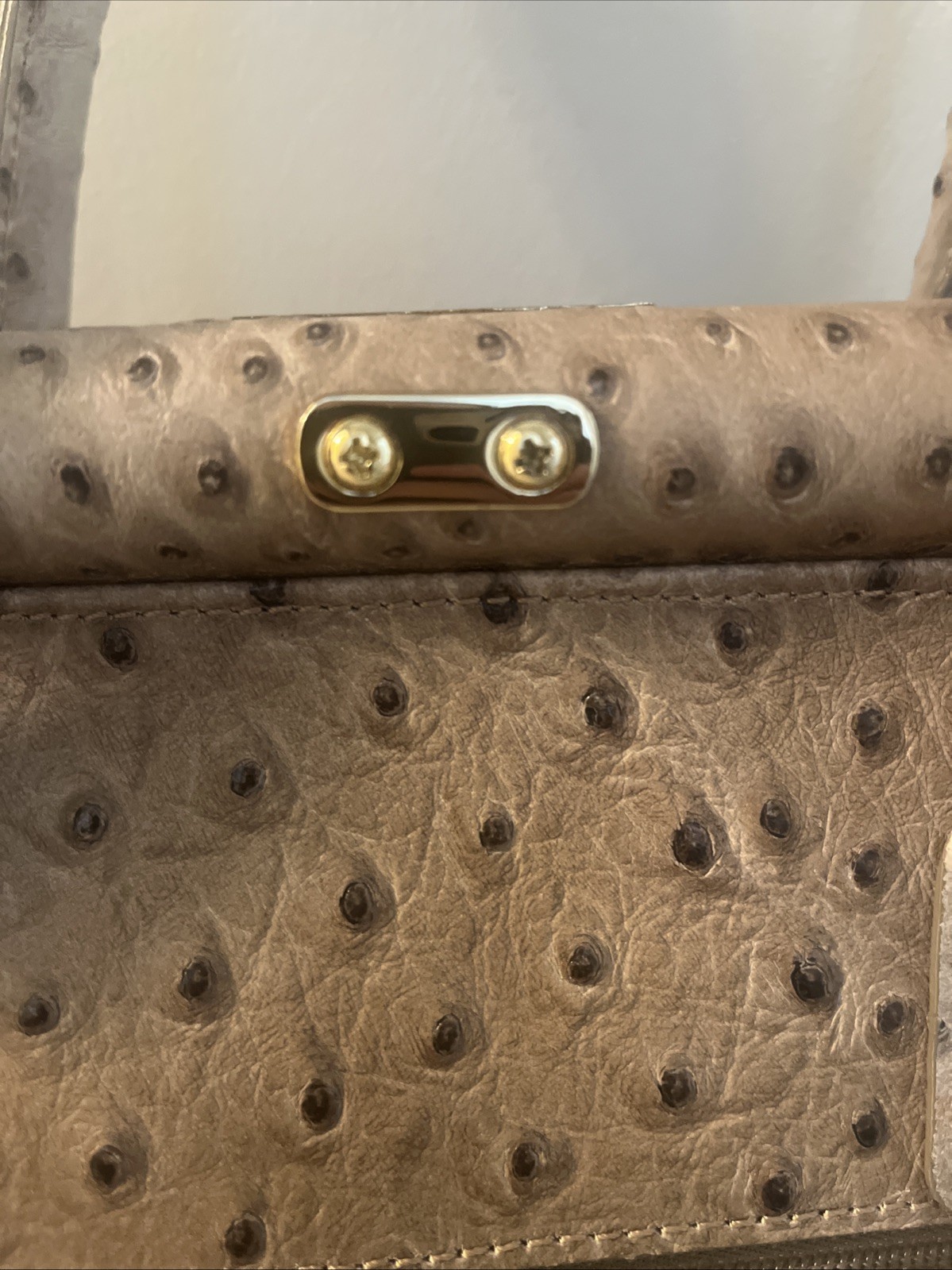 Genuine PELLE DI GIADA Merci Marie Italy  leather Ostrich Handbag Hermes Style thumbnail 6