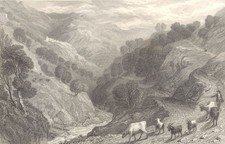 PIEDMONT/PIEMONTE. View of Maniglia in the Val Germanasca. Cattle & goats 1838