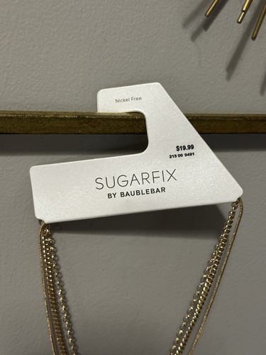 SUGARFIX by BaubleBar Layered Heart Pendant Gold Tone Necklace Nickel Free - Picture 6 of 10