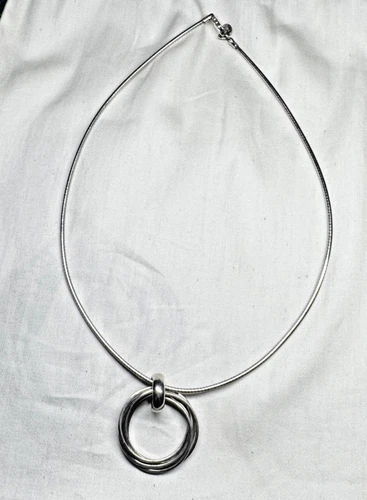 Silpada Designs vintage 16” Omega Necklace With Five Ring Circle Silver Pendant