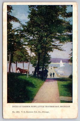 Postcard - Harbor Point, Little Traverse Bay, Michigan - Docks, 1908 (12d)
