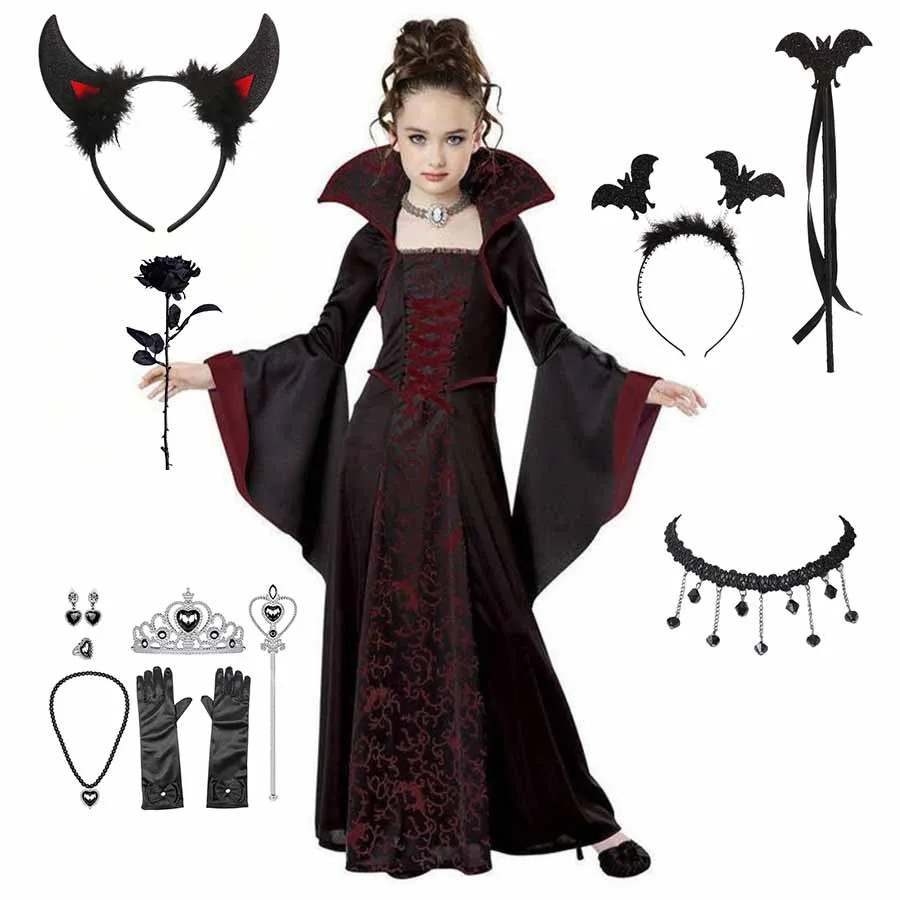 Disfraz de Halloween para Niños Halloween Fantasía Vampiro Disfraz Niñas Tutú Largo