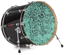 Vinyl Decal Skin for 24" Bass Kick Drum Head Folder Doodles Seafoam Green
