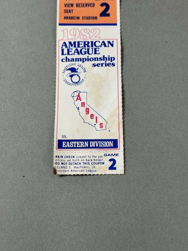 Reggie Jackson Molitor Home Run ALCS Game 2 Ticket Stub Brewers Angels MLB 1982 - Image 2 of 4