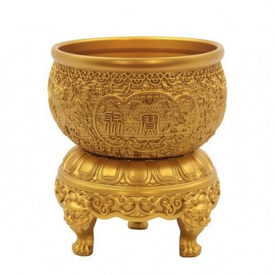 Treasure Basin Carved Ornamentation Money Storage Container Raised Edge