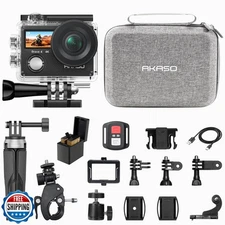AKASO Brave 4 Action Camera with Selfie Stick Tripod and Carrying Case Bundle