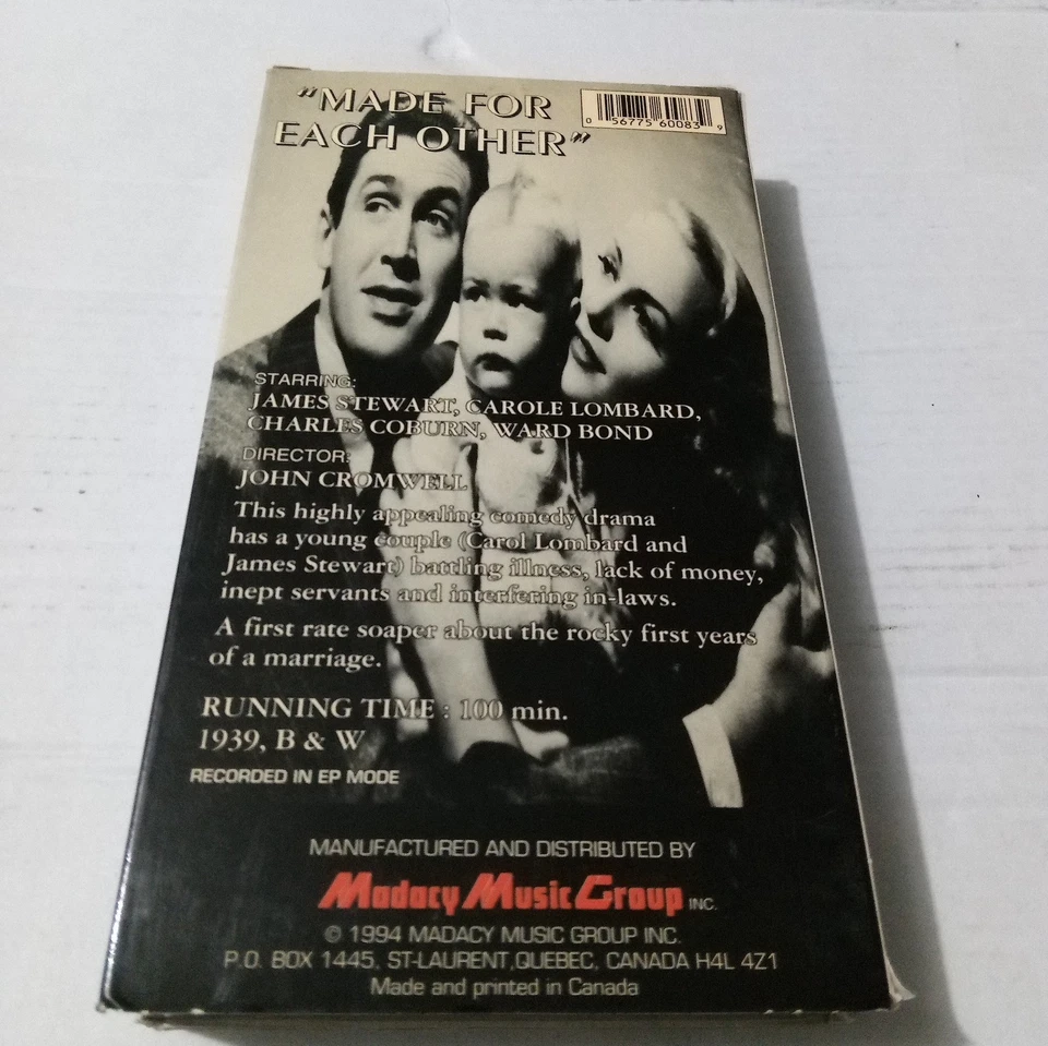 Made for Each Other (VHS 1939, Collectors Edition) Carole Lombard, James Stewart Foto 2 de 3