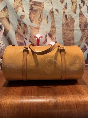 LOUIS VUITTON  Vernis Bedford Papillon Handbag Bag Monogram Yellow TH0929