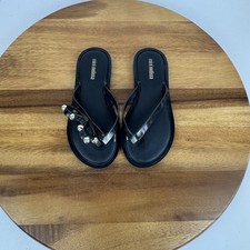 New NWOB Little Kids Mini Melissa Flip Flop II Bow Jelly Black Sandals Size 13 C