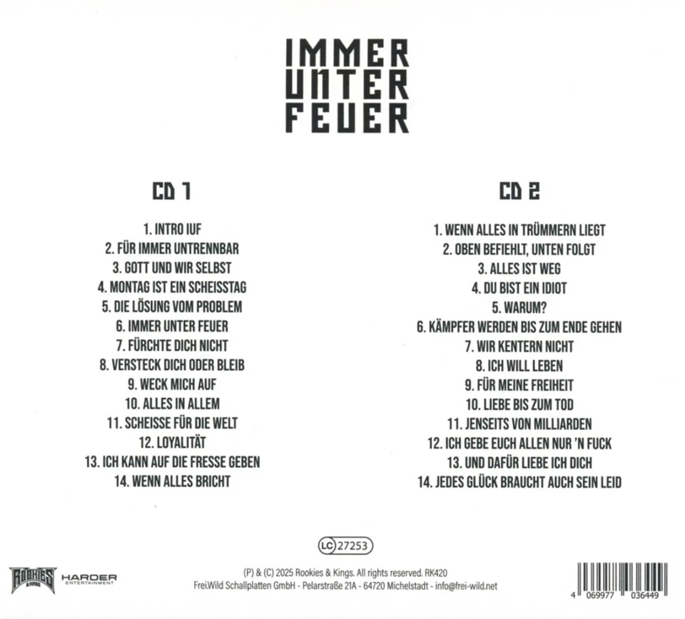 Frei.Wild: Immer unter Feuer (2 CDs)  Neu & OVP - Bild 2 von 2