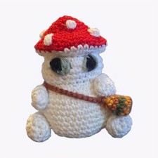 Handmade Crochet Mushroom Plush Stuffed Animal Mini Red Cap Under 6 in
