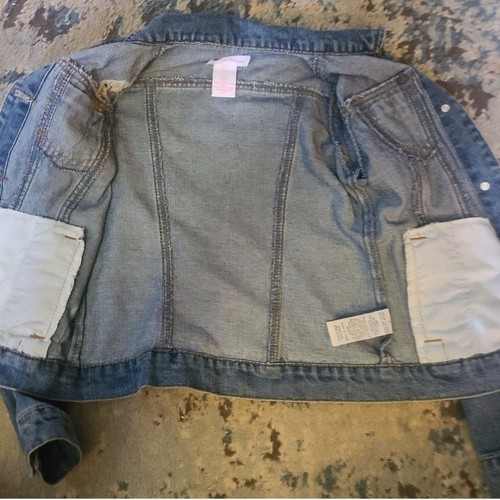 Girls Tommy Bahama 3 Hearts of Pink, Silver, & Blue Distressed Denim Jacket Sz 7 - Picture 5 of 8