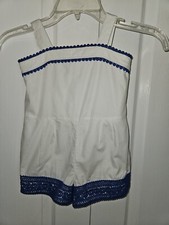 Janie and Jack Romper w/ Blue Crochet Trim Girls Size 3