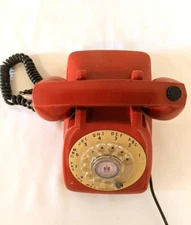 Vintage Rotary Table Telephone Red Automatic Electric Western