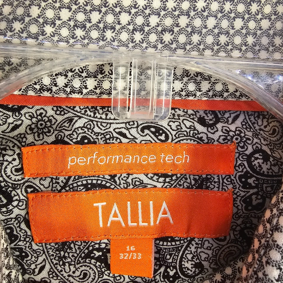 Camisa Tallia Para Hombre Mediana 16 32/33 Manga Larga Abotonada Performance Tech Vestido Foto 3 de 4