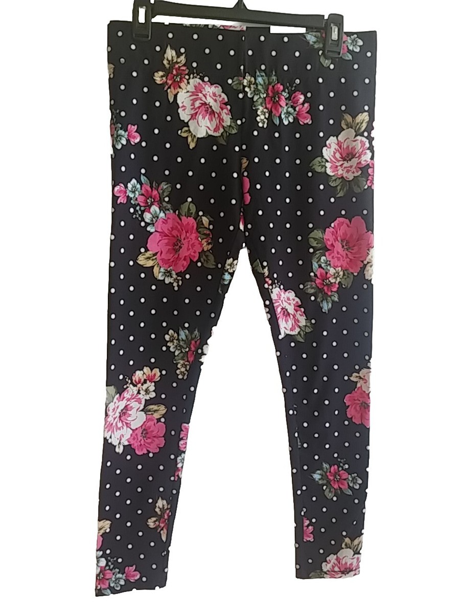 Mixit Floral Polka Dot Knit Leggings Women's Size M NWT