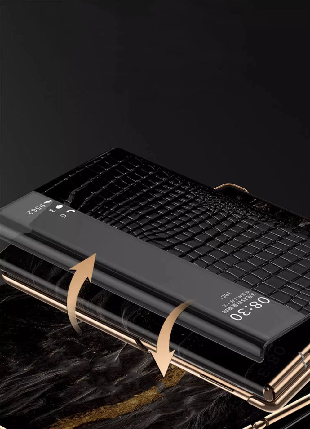 Genuine Cowhide Leather Crocodile Flip Case For Huawei Mate XT Business Cover - Picture 7 of 13