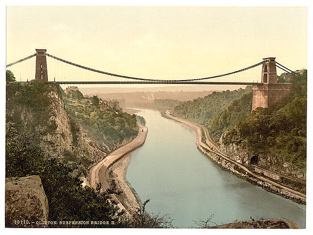 Photo:Clifton suspension bridge from cliffs,Bristol,England