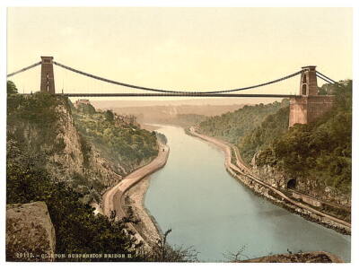 Photo:Clifton suspension bridge from cliffs,Bristol,England