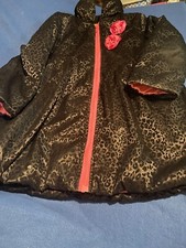 PENELOPE MACK LTD GIRLS BLACK COAT WITH PINK ROSES 6X