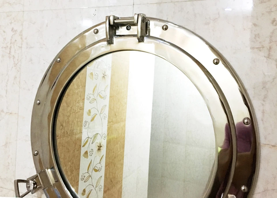 20" Porthole Mirror Chrome ~ Aluminum Porthole ~ Ship Porthole ~ Wall Decor - Image 3 of 4