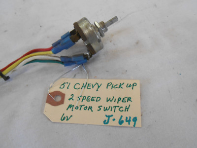 1951 CHEVY PICKUP  6 VOLT 2 SPEED WIPER MOTOR SWITCH ,  J-649