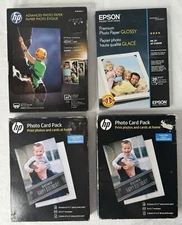 Lot of 4 New Photo Paper Packs (100 5x7 sheets, 20 5x7 envelopes, 10 4x6 sheets)