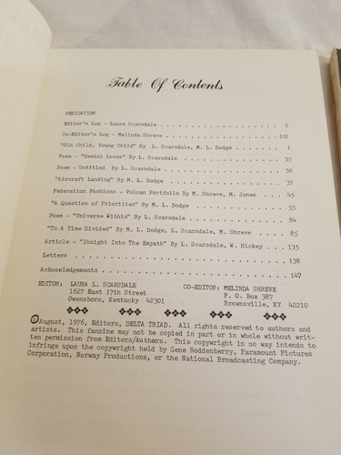 STAR TREK DELTA Triad 3 & 4 K/S KIRK UHURA FAN FICTION ZINE FANZINE 1977 GEN HET - Picture 3 of 5