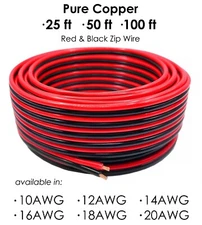 OFC Copper 20 - 10 AWG Red Black Wire LED Light Solar Car RV Primary Power Cable
