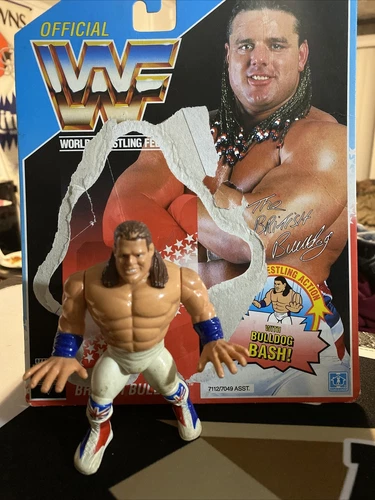 WWF Hasbro British Bulldog Series 4 Figure Vtg 1991 WWE Legend With Bio Card