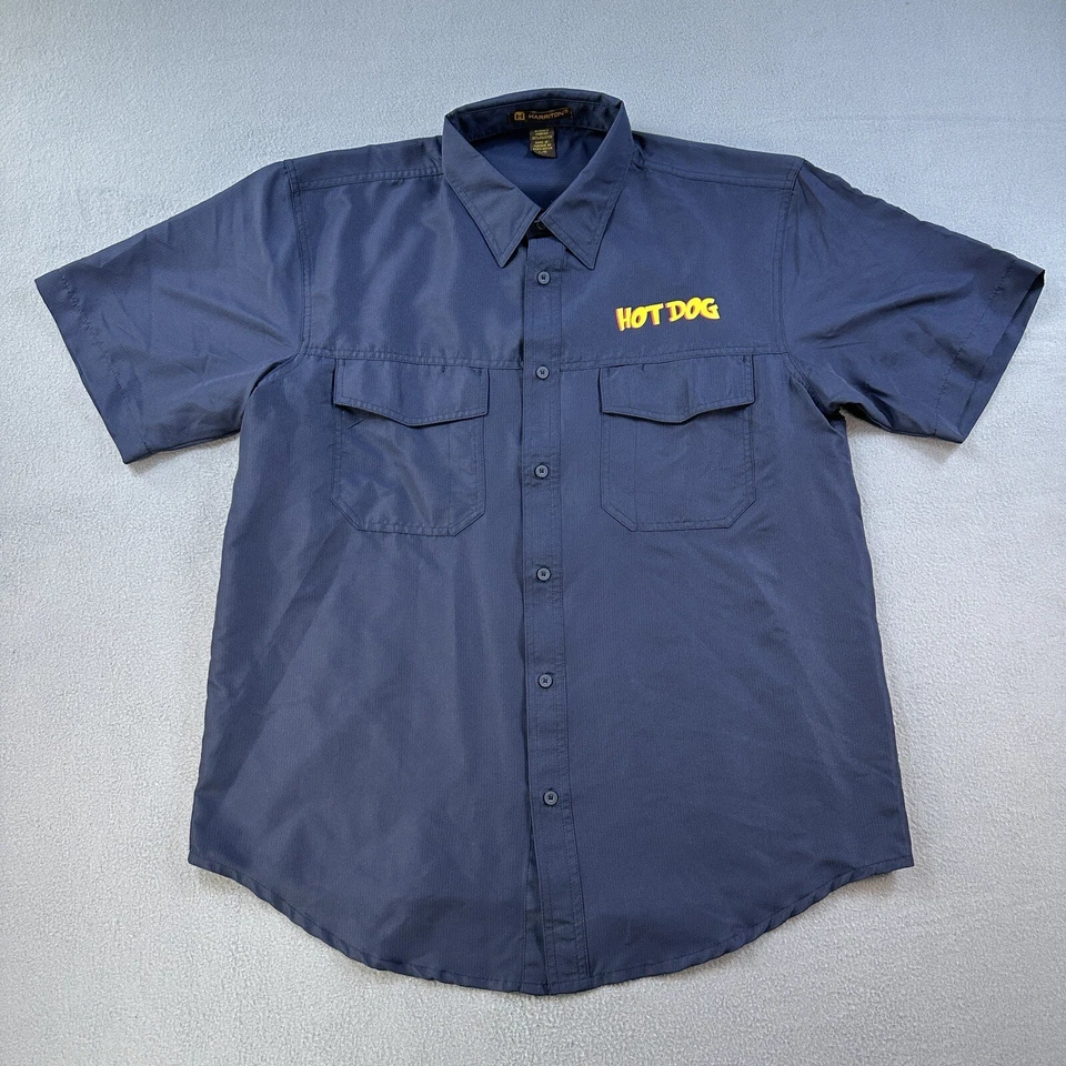 Harriton Shirt Mens Large Blue Short Sleeve Polyester Ripstop Vented Fishing - Image 3 of 4