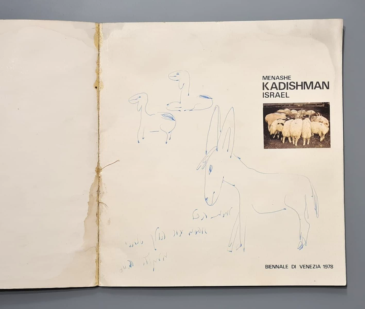 Rare Menashe Kadishman Original Autograph Painting Book Binanale