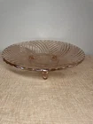 Vintage Pink Depression Glass Footed Bowl with Prismatic Swirl Anchor Hocking