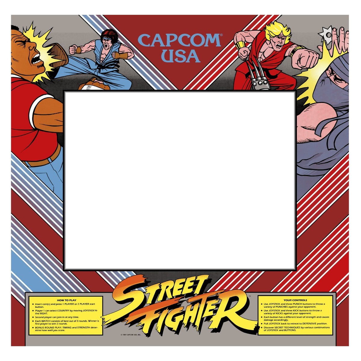 Street Fighter 1 Arcade Cabinet Monitor Bezel Sticker Graphic | eBay