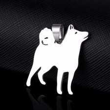 Stainless Steel Japanese Shiba Inu Ken Outline Silhouette Dog Pendant Necklace