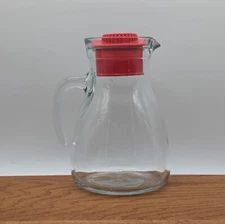 Cerve Italy Glass Pitcher Red Lid Vintage Iced Tea Lemonade Cold Drink Serveware