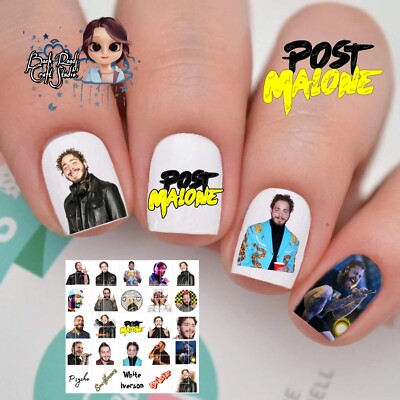 Post Malone Rapper Waterslide  Nail Decals Set Of 50 Instructions & Bonus